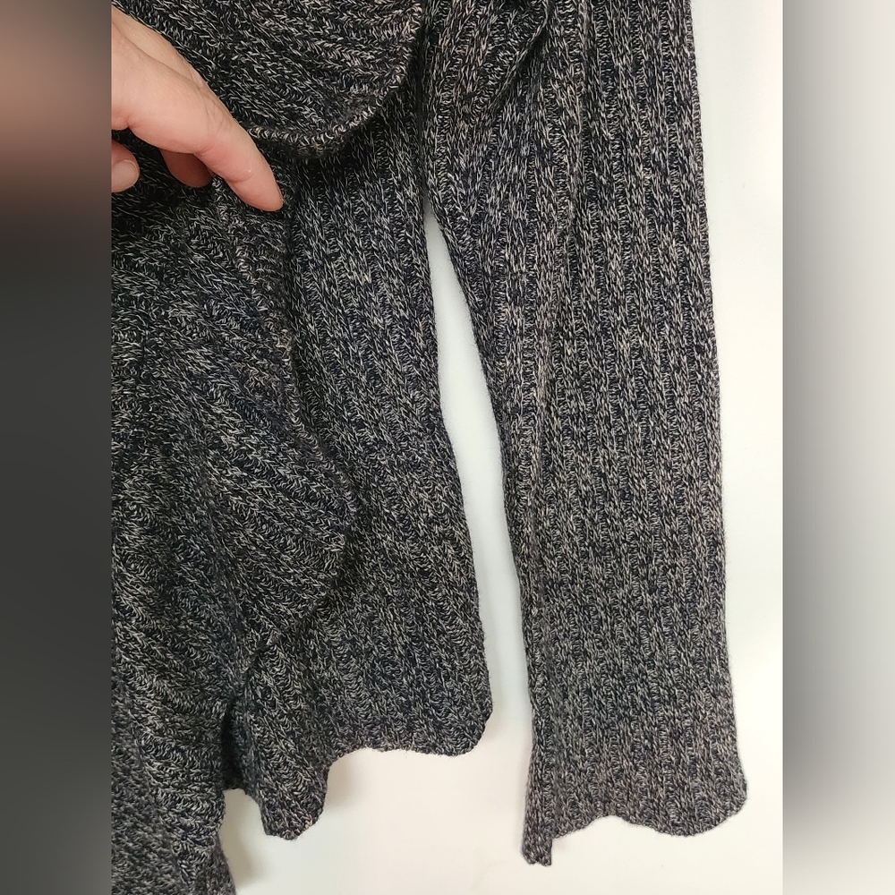 NWT Anthropologie Knitted&Knotted Cascading Ruffle Sweater In Heathered Dark Nav - Picture 10 of 14